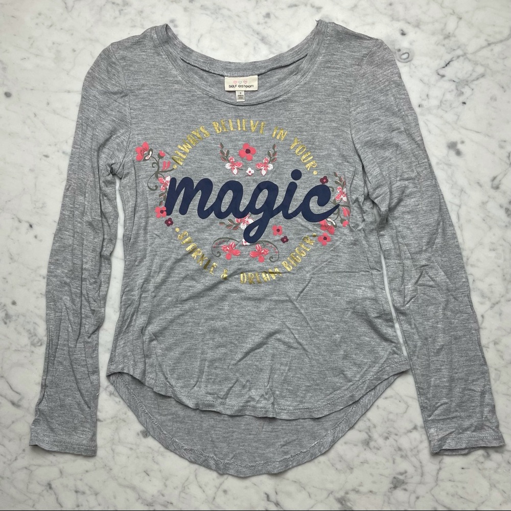 self esteem Always Believe In Your Magic Long Sleeve Grey T-Shirt